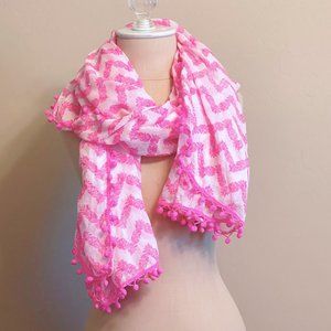 New Lilly Pulitzer for Target Scarf Pink White Pineapple with Poms